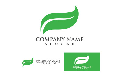 Logotipo de plantilla de diseño de árbol de naturaleza de hoja ecológica verde v13