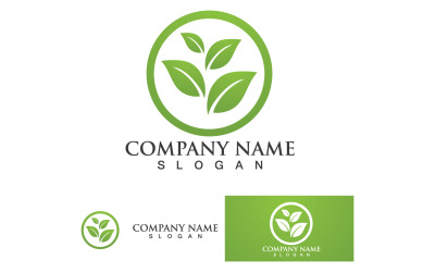 Logotipo de plantilla de diseño de árbol de naturaleza de hoja ecológica verde v5