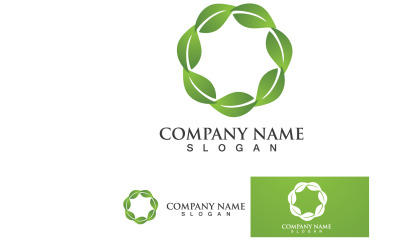 Logotipo de plantilla de diseño de árbol de naturaleza de hoja ecológica verde v7