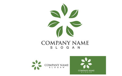 Logotipo de plantilla de diseño de árbol de naturaleza de hoja ecológica verde v8