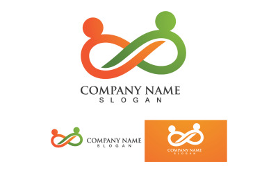 Plantilla de logotipo de trabajo en grupo de personas infinitas v2