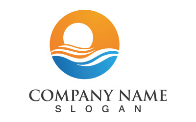 Water wave beach design logo template v16