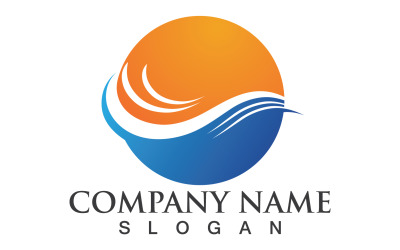 Water wave beach design logo template v17