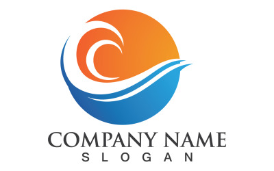 Water wave beach design logo template v18