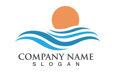 Water wave beach design logo template v6