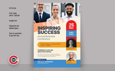 Affärskonferens eller evenemang Flyer Vector designmall