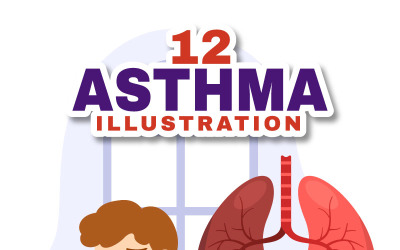 12 Asthma-Krankheitsvektorillustration
