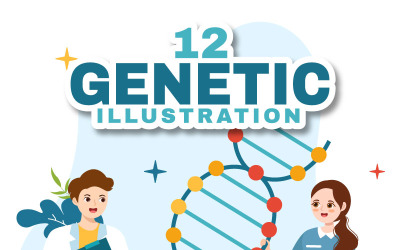 12 Genetische Wetenschap Concept Illustratie