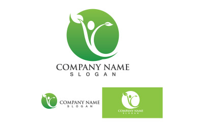 Green eco leaf nature tree design template logo v24