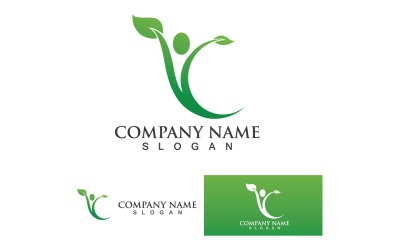 Green eco leaf nature tree design template logo v25