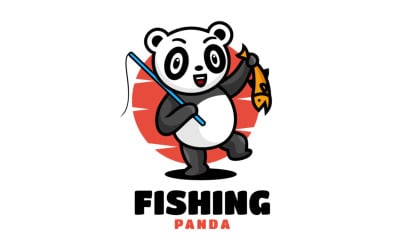 Logotipo de desenho animado de pesca de panda