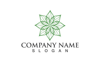 Logotipo de plantilla de diseño de árbol de naturaleza de hoja ecológica verde v32