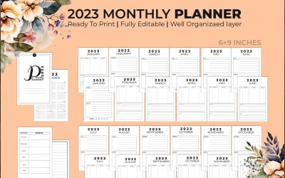 2023 Monthly Planner Kdp Interior of 12 Months