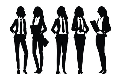 女商人剪影捆绑矢量