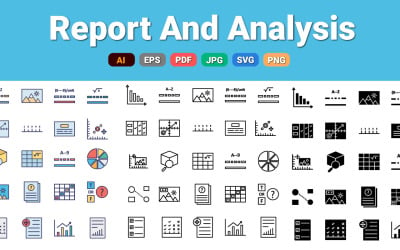 Pacchetto di icone vettoriali per report e analisi
