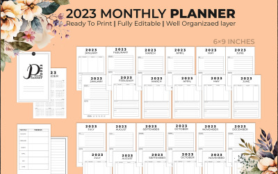 Planner mensile 2023 Kdp interno di 12 mesi