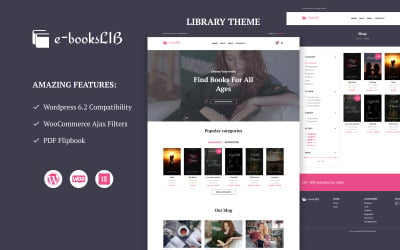E-booksLib - Reseñas de libros y biblioteca WooCommerce Theme