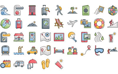 Paquete de iconos de vacaciones y viajes | EPS | SVG