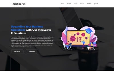 TechSparks | Szablon strony docelowej rozwiązania IT