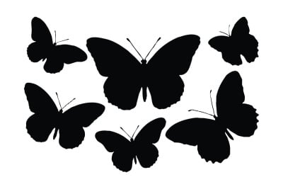 Butterfly and moth flying silhouette