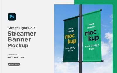 Double Pole Banner Mockup Side View V 04