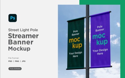 Double Pole Banner Mockup Side View V 08