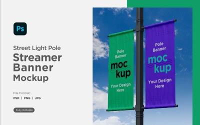 Double Pole Banner Mockup Side View V 12