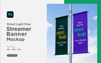 Double Pole Banner Mockup Side View V 18