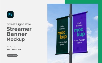 Double Pole Banner Mockup Side View V 22