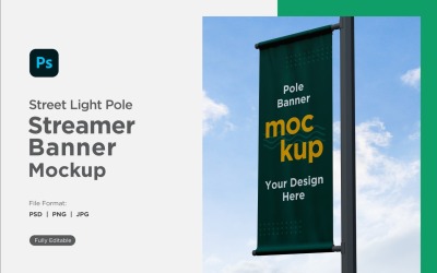 Pole Banner Mockup Side View V 06