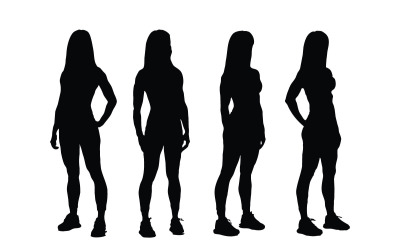 Vrouwelijke bodybuilder silhouet set vector