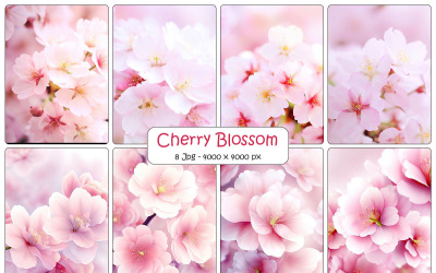 Beautiful sakura blossom branch flowers, Realistic cherry blossom background