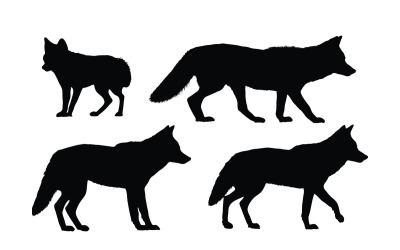 Coyote debout silhouette set vector