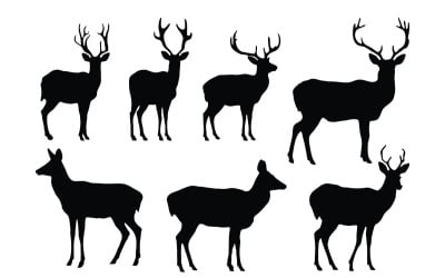 Deer standing silhouette collection