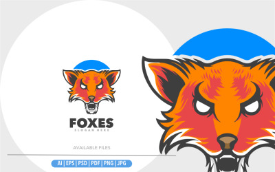 Design de modelo de logotipo de mascote de rugido de raposas