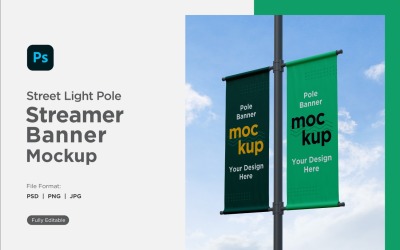 Double Pole Banner Mockup Side View V 26