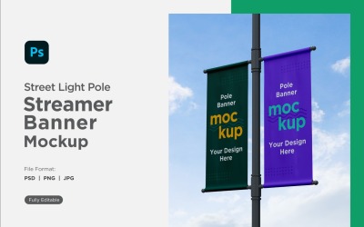 Double Pole Banner Mockup Side View V 30