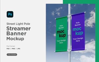 Double Pole Banner Mockup Side View V 34