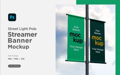 Double Pole Banner Mockup Side View V 38