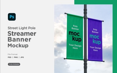 Double Pole Banner Mockup Side View V 42