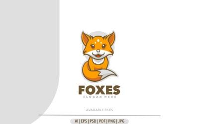 Fox cute cartoon logo template
