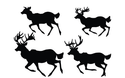 Herten lopen silhouet set vector