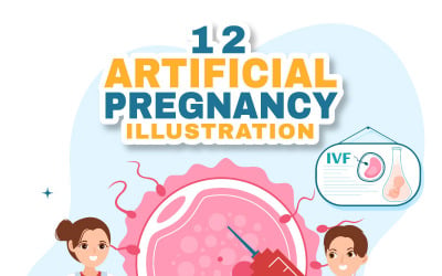 12 Artificial Pregnancy Vector Illustration