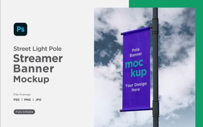 Pole Banner Mockup Side View V 28