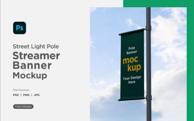 Pole Banner Mockup Side View V 36