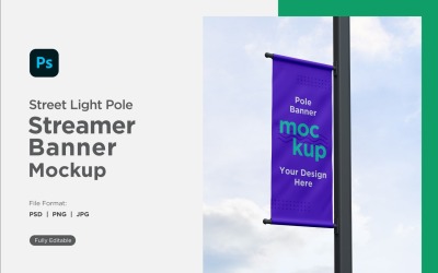 Pole Banner Mockup Side View V 44