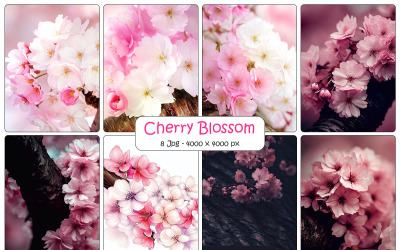 Realistischer Kirschblütenzweig-Blumenhintergrund