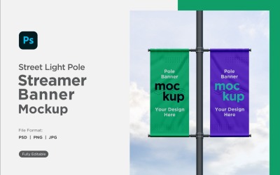 Double Pole Banner Mockup Front View V 81