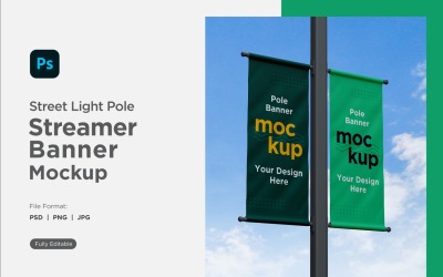 Double Pole Banner Mockup Side View V 46