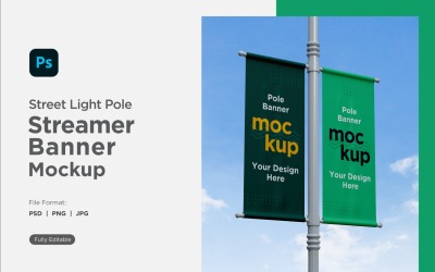 Double Pole Banner Mockup Side View V 50